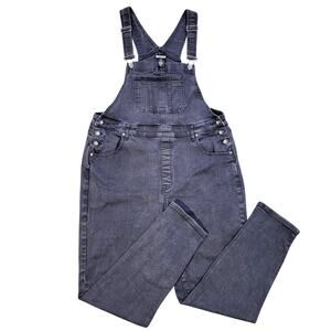 Hot Topic Black Bib Overalls Women's Size XL Straight Legged Denim Grunge Goth